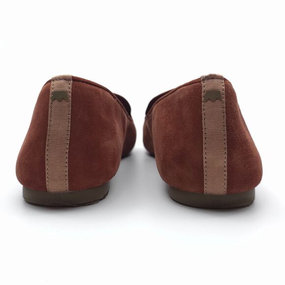 BIRDIES Starling Flat Brandy Suede Smoking Slipper Old Money Quiet Luxury Casual - Picture 6 of 9